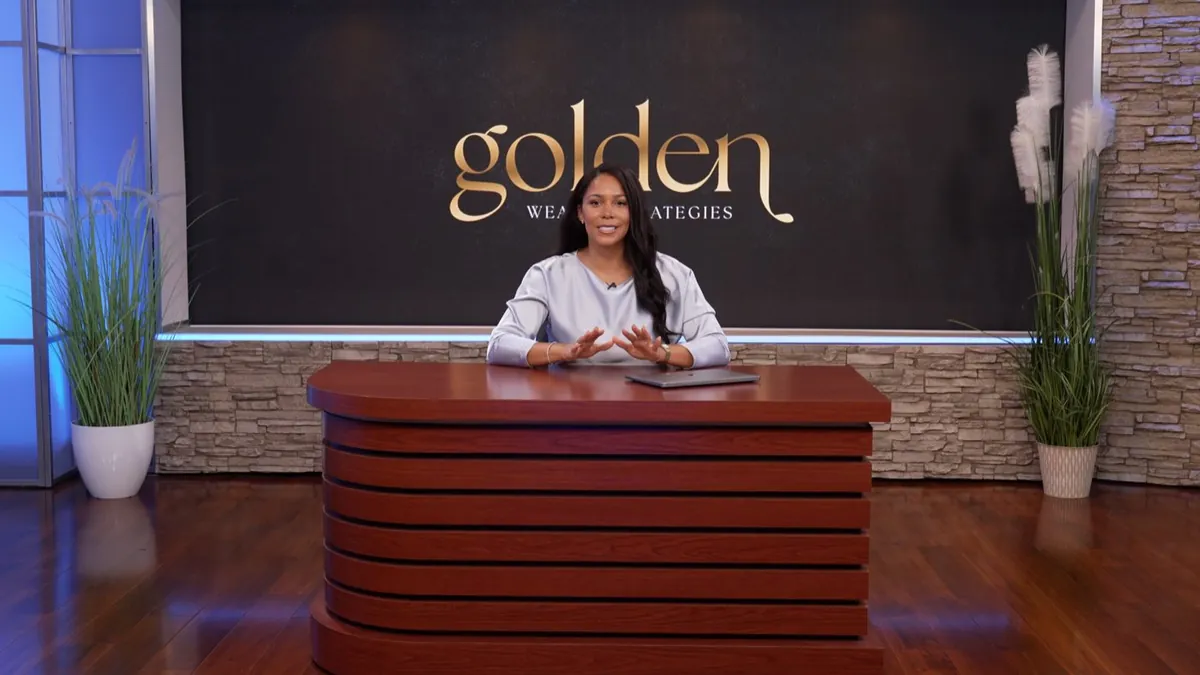 Executive presenter on a branded set during an Atlanta studio video production