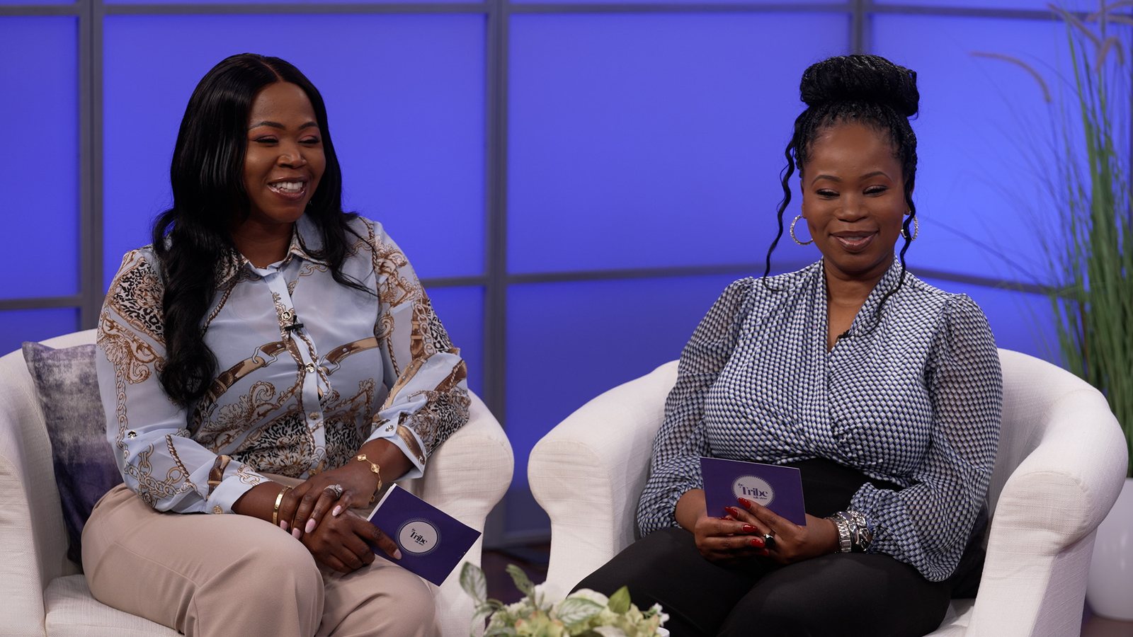 Host and guest in a close two-person video podcast conversation